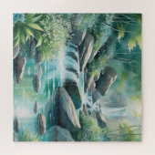 Bosstroom Boswatervallen Aquarel Legpuzzel (Horizontaal)