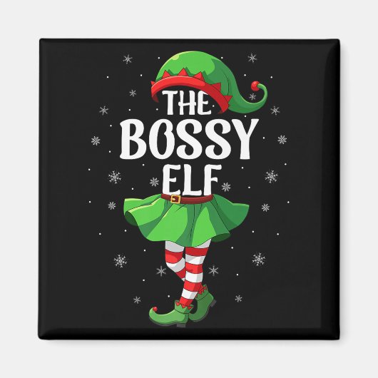 Bossy Elf Christmas Girls Women Elf Squad Xmas Fam Magneet (Voorkant)