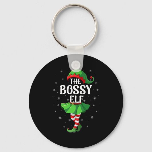 Bossy Elf Christmas Girls Women Elf Squad Xmas Fam Sleutelhanger (Voorkant)