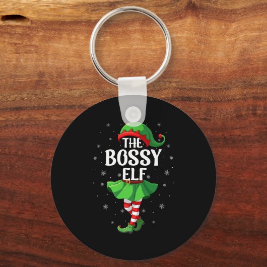 Bossy Elf Christmas Girls Women Elf Squad Xmas Fam Sleutelhanger (Voorkant)