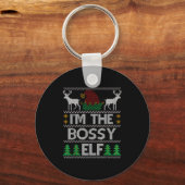 Bossy Elf Matching Family Group Christmas Party Pa Sleutelhanger (Voorkant)