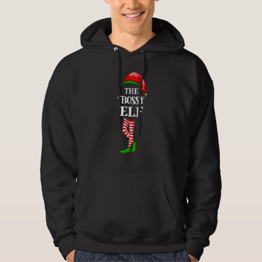 Bossy Elf Matching Family Kerstmis Hoodie (Voorkant)