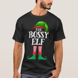 Bossy Elf Matching Family Kerstmis Pajama T-shirt