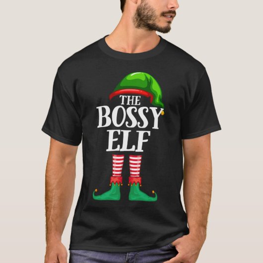Bossy Elf Matching Family Kerstmis Pajama T-shirt (Voorkant)