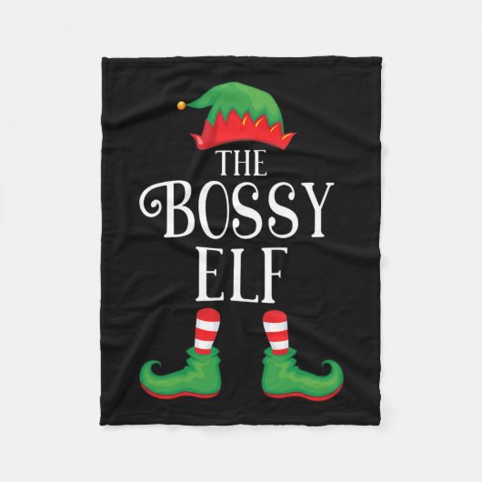 Bossy Elf Matching Group Xmas Funny Family Christm Fleece Deken (Voorkant)