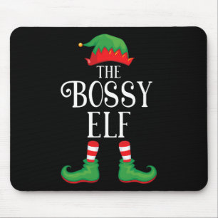 Bossy Elf Matching Group Xmas Funny Family Christm Muismat
