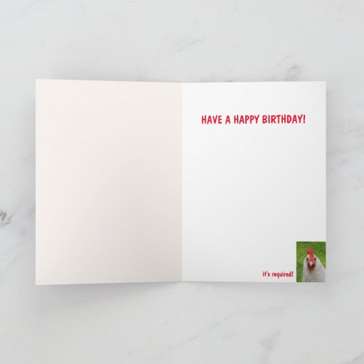 Bossy Funny Mad Rooster Birthday Kaart (Binnen)