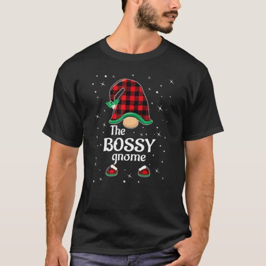 Bossy Gnome Buffalo Plaid Matching Family Christma T-shirt (Voorkant)