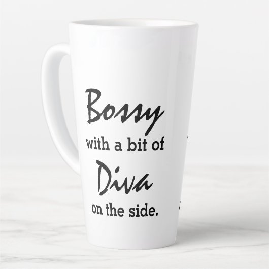Bossy met een beetje diva Modern Trendy Latte Mok (Linkerhoek)