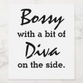 Bossy met een beetje diva wijn etiket (Enkel label)