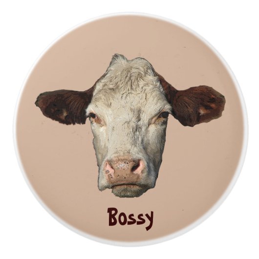 Bossy the Cow Ceramic Knob Keramische Knop (Voorkant)