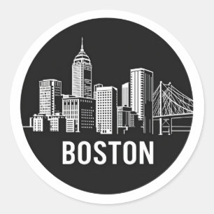 BOSTAN USA City Skyline Silhouet Ronde Sticker