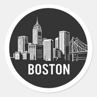 BOSTAN USA City Skyline Silhouet Ronde Sticker