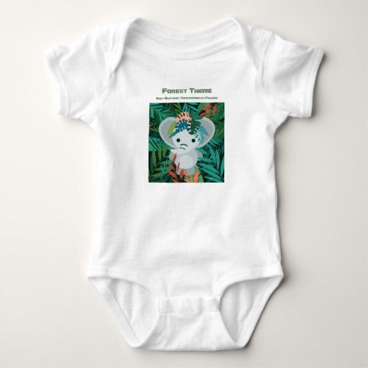 Bosthema Baby Elephant omgeven door olie Romper (Voorkant)