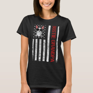 Bostie Opa USA Vlag Grappige Boston Terrier Huisdi T-shirt