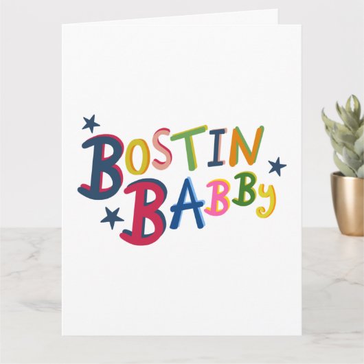 BOSTIN BABBY Black Country Words New Baby Kaart (Kleine Plant)