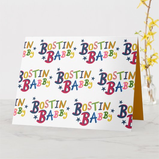 BOSTIN BABBY Black Country Words New Baby Kaart (Gele Bloem)