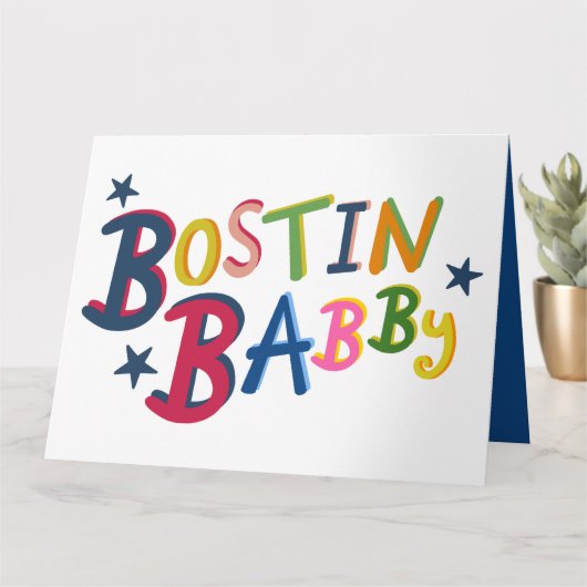 BOSTIN BABBY Black Country Words New Baby Kaart (Kleine Plant)