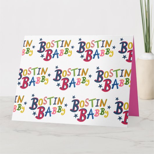 BOSTIN BABBY Black Country Words New Baby Kaart (Voorkant)