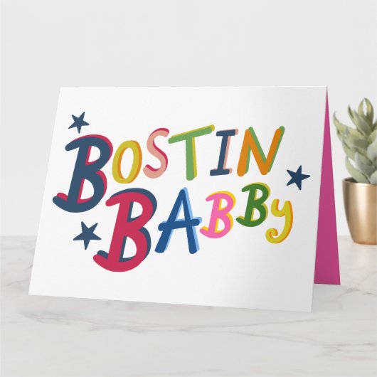 BOSTIN BABBY Black Country Words New Baby Kaart (Kleine Plant)