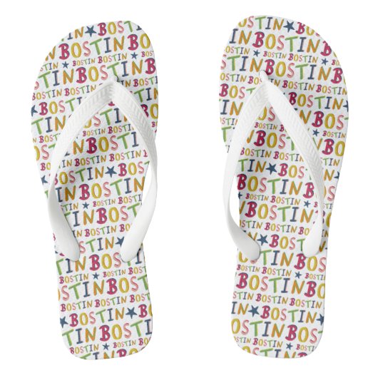 Bostin Black Country Word Flip Flop Beach Footwear (Voetbed)
