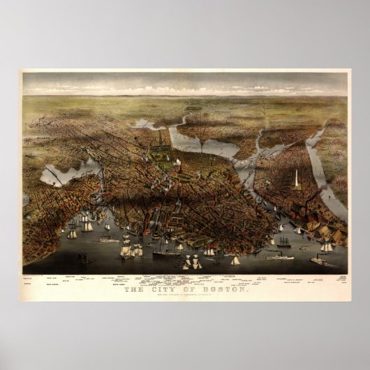 Boston - 1873 (Parsons en Atwater) BigMapBlog Poster (Voorkant)