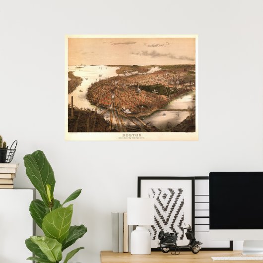 Boston 1877 Reproduction Lithograaf Poster (Thuiskantoor)