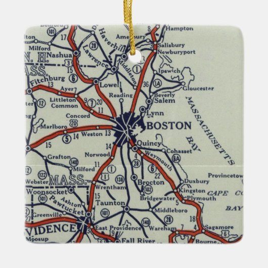 Boston 1924  kaart keramisch ornament (Voorkant)