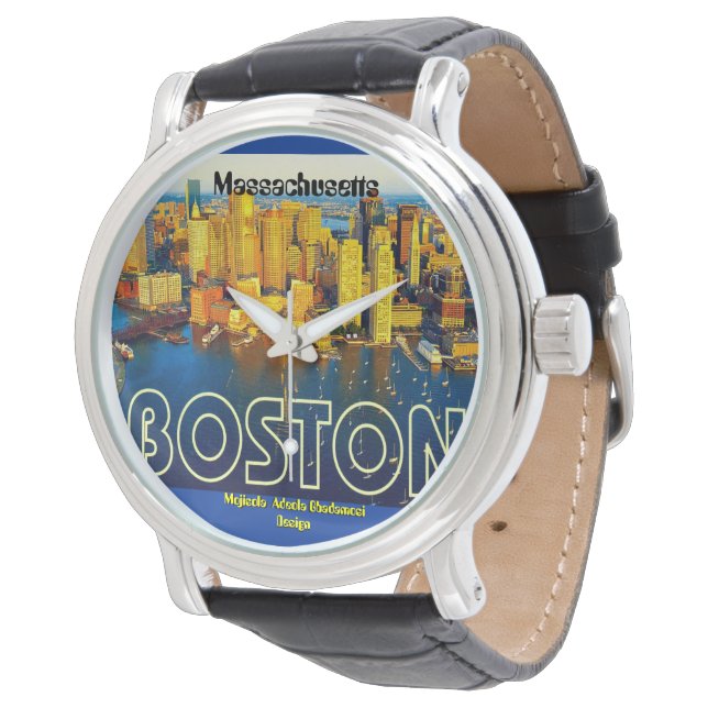 boston 2, Massachusetts - Customized Horloge (Gekanteld)