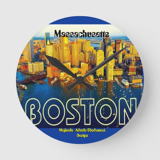 boston 2, Massachusetts - Customized Ronde Klok (Voorkant)