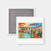 Boston #2 Massachusetts MA Vintage Travel Souvenir Magneet (Voorkant / Achterkant)