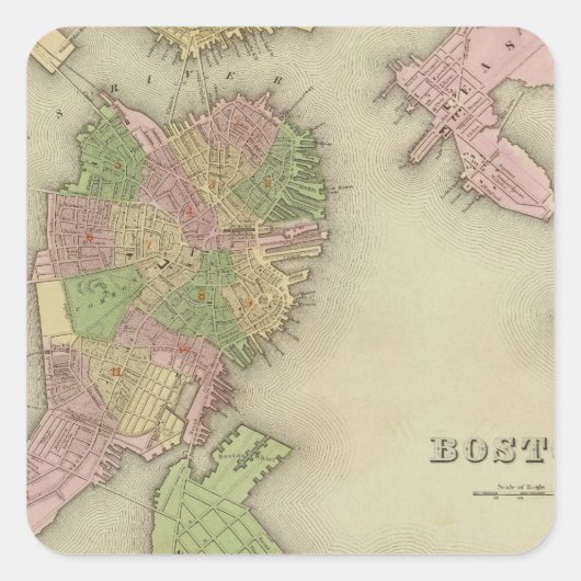 Boston 2 vierkante sticker (Voorkant)