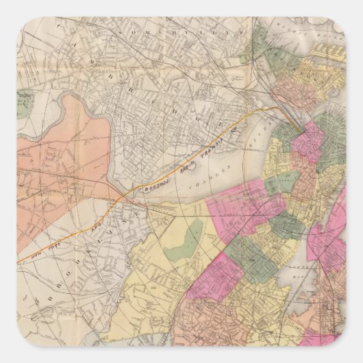 Boston 2 vierkante sticker (Voorkant)