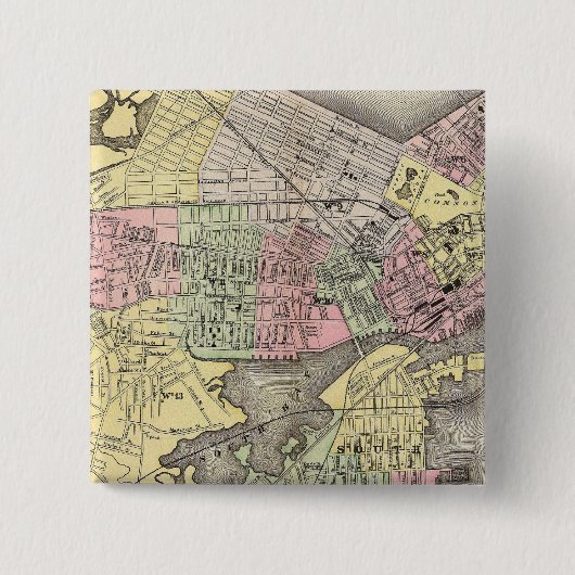 Boston 3 vierkante button 5,1 cm (Voorkant)