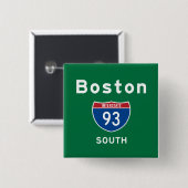 Boston 93 vierkante button 5,1 cm (Voorkant /achterkant)