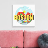Boston als bestemming canvas afdruk (Insitu (Woonkamer))