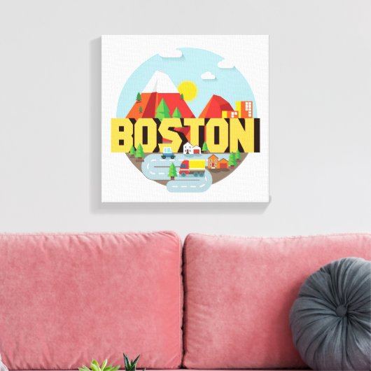 Boston als bestemming canvas afdruk (Insitu (Woonkamer))