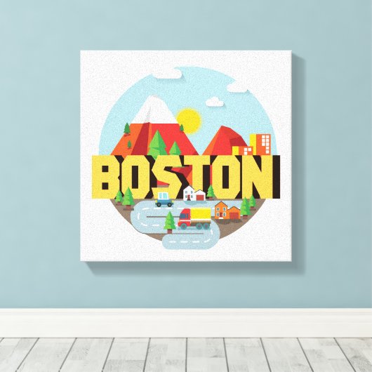 Boston als bestemming canvas afdruk (Insitu (Houten vloer))