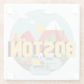 Boston als bestemming glazen onderzetter (Achterkant)