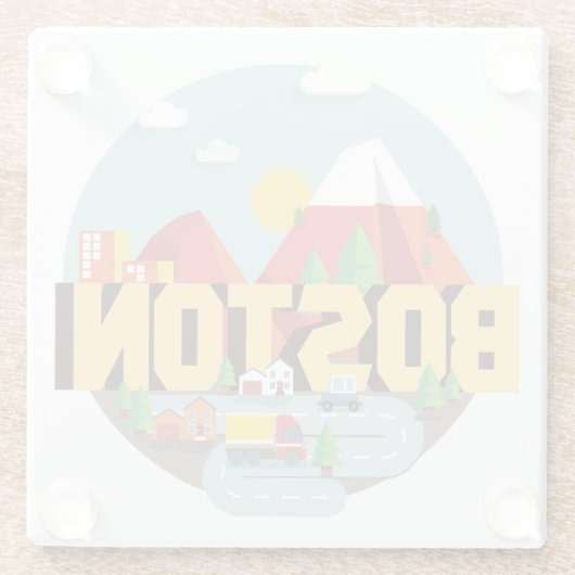 Boston als bestemming glazen onderzetter (Achterkant)