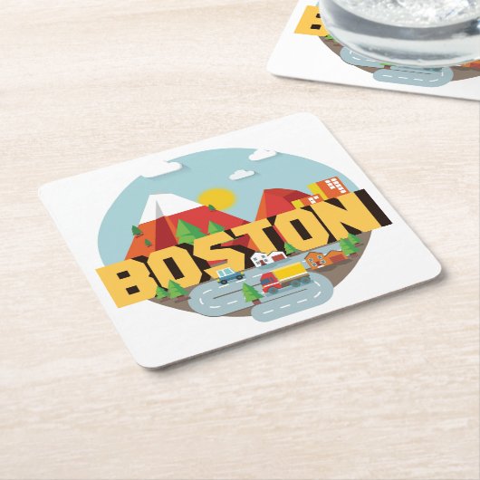 Boston als bestemming kartonnen onderzetters (Schuin)