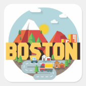 Boston als bestemming vierkante sticker (Voorkant)