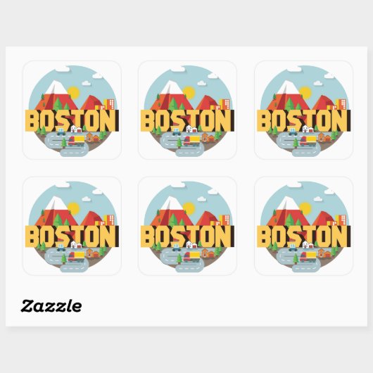 Boston als bestemming vierkante sticker (Vel)