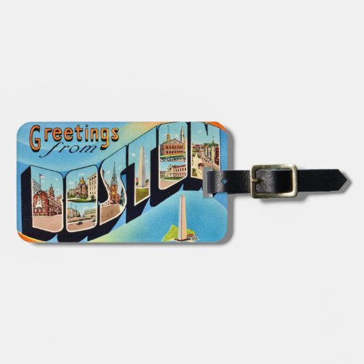 Boston Ansichtkaart Bagage Label (Voorkant horizontaal)