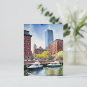 Boston aquarel kunst briefkaart (Staand voorkant)