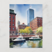 Boston aquarel kunst briefkaart (Voorkant)