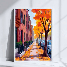 Boston Autumn Herfst Foliage Waterverf Poster