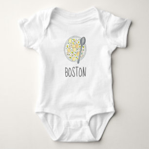 BOSTON Baby Massachusetts Clam Chowder Foodie Soup Romper