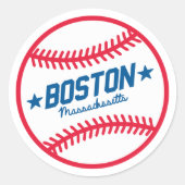 Boston Baseball Ronde Sticker (Voorkant)
