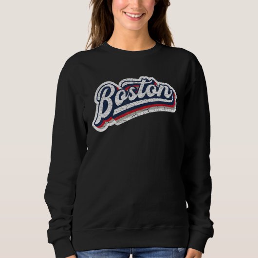 Boston Baseball Throwback u2013 Classic Retro Vint Trui (Voorkant)